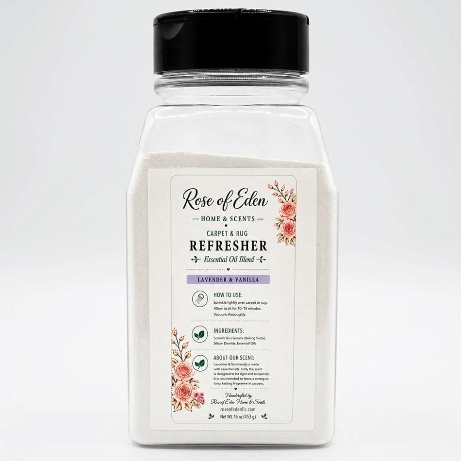Carpet & Rug Deodorizer Powder, Toxin Free + Essential Oils, Odor Neutralizer, Light Scent, 16 oz Shaker