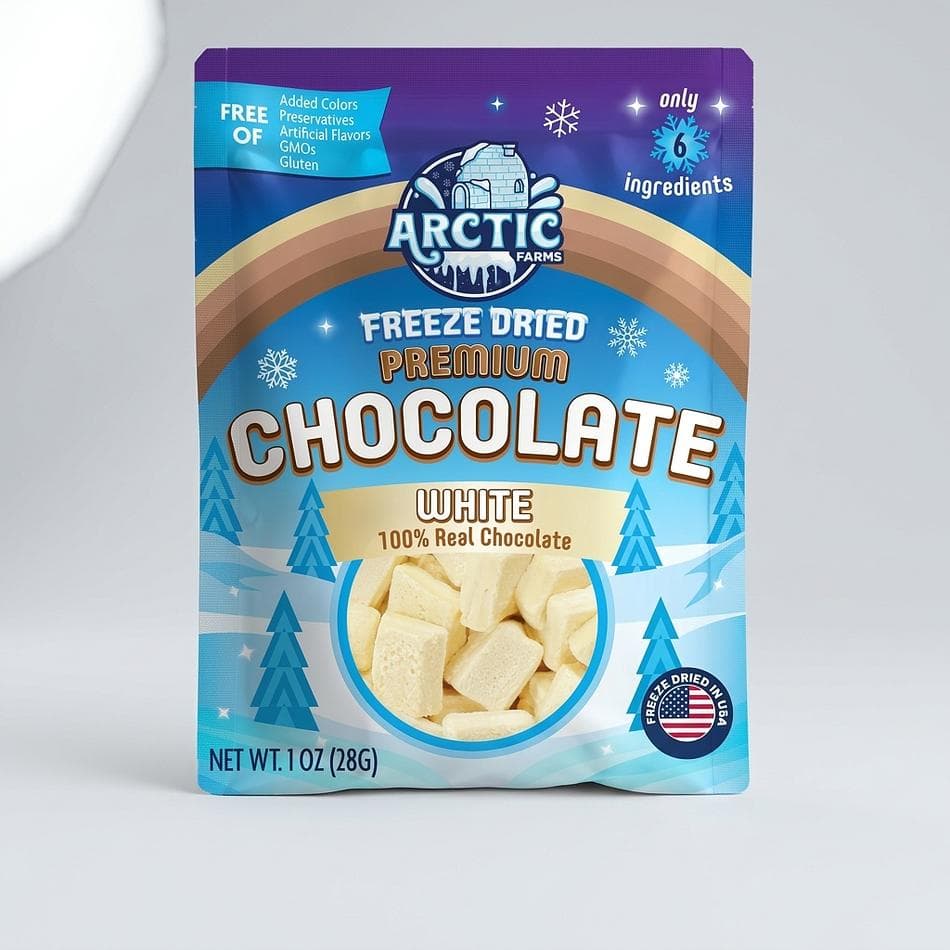 Freeze-Dried Belgian White Chocolate Callets, Cocoa Butter & Real Milk, Crunchy Melt-Away Snack, Resealable Bag, 1 oz