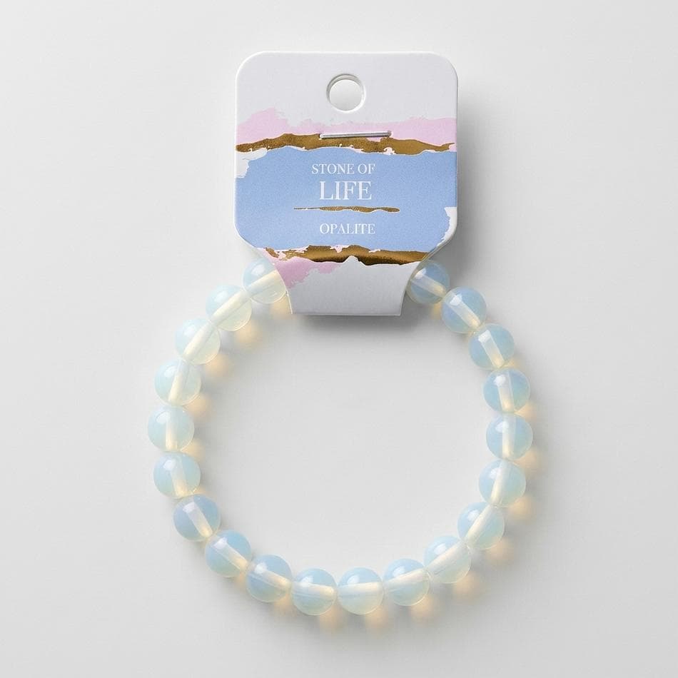 Opalite Beaded Stretch Bracelet, 8mm Round Beads, Calming Stacking Jewelry, 1 Bracelet