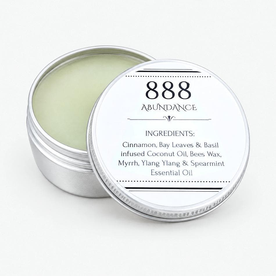 Angel Number 888 ~ Abundance Balm Infused with Cinnamon, Bay Leaf & Basil, scented with Spearmint
