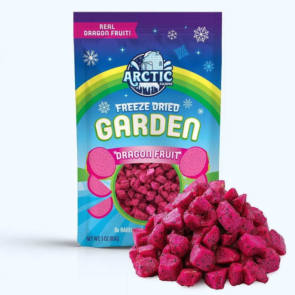 Freeze-Dried Organic Dragon Fruit Cubes, Soft, Tropical, Bite-Size Exotic Crunch, Large Resealable Bag (3 oz)