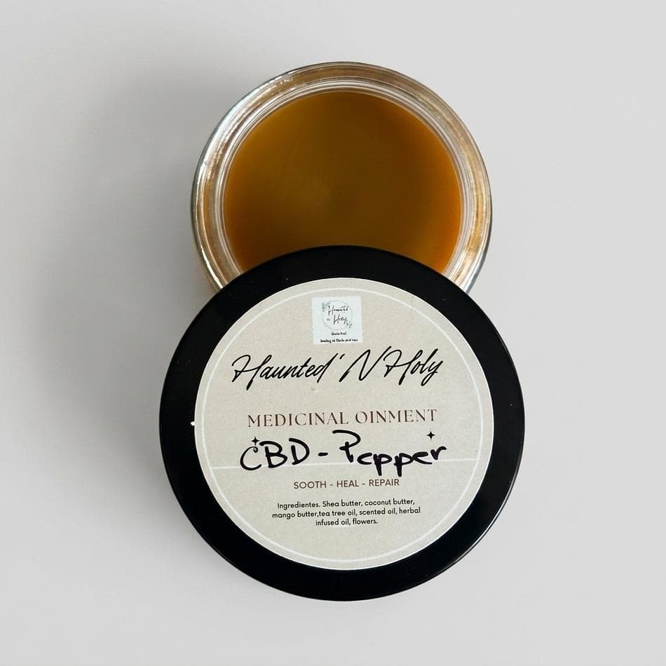 CBD Peppermint Ointment Salve, Shea & Coconut Butter, Cooling Muscle & Itch Relief, 2 oz Jar