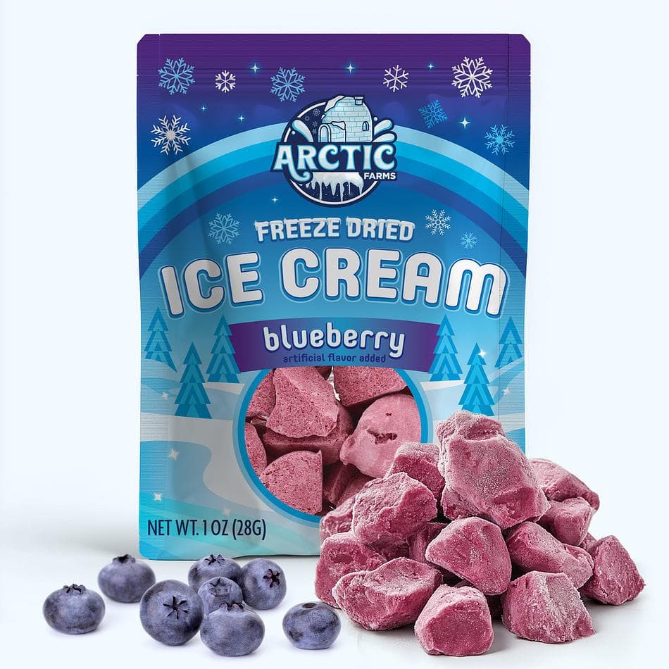 Freeze-Dried Ice Cream Bits, Blueberry, No-Melt Crunchy Snack, Shelf-Stable, Resealable Bag (1 oz)