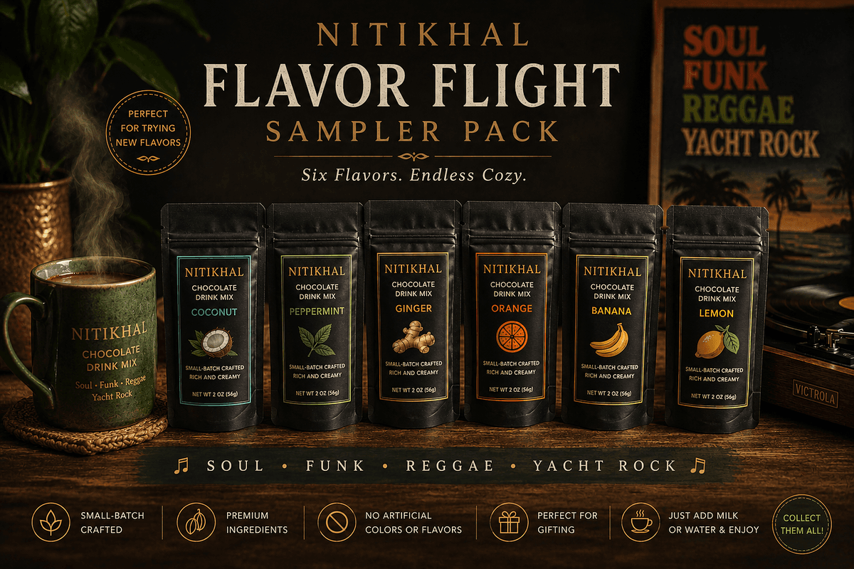 Flavored Chocolate Drink Mix Sampler Pack, 6 Flavor Variety, Cozy Sips Discovery Set, 2 oz Mini Pouches (6-Pack)