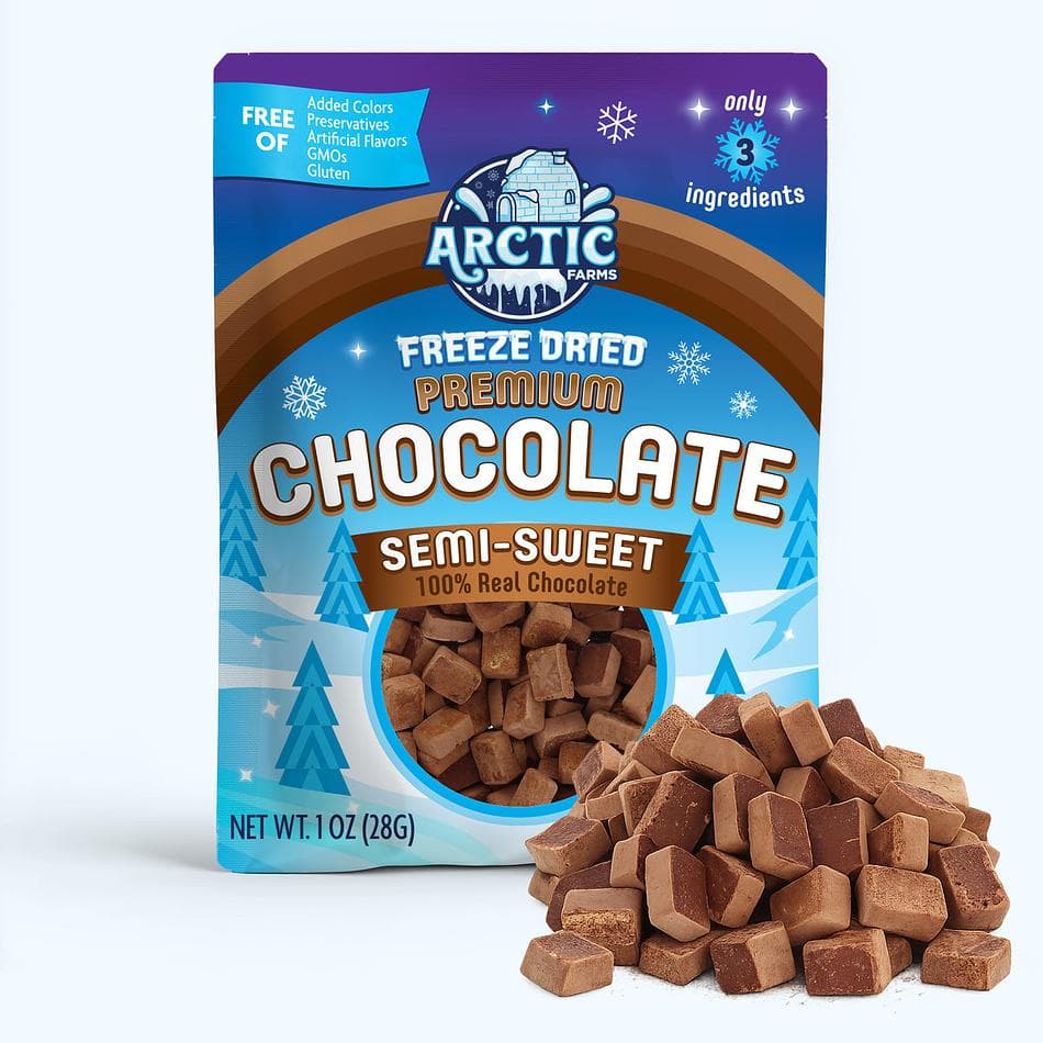 Freeze-Dried Organic Semi-Sweet Chocolate Chips, Cacao & Coconut Sugar, Crunchy Melt-In-Your-Mouth Snack, 45% Cacao, Pack of 3 Resealable Bags (1 oz each)