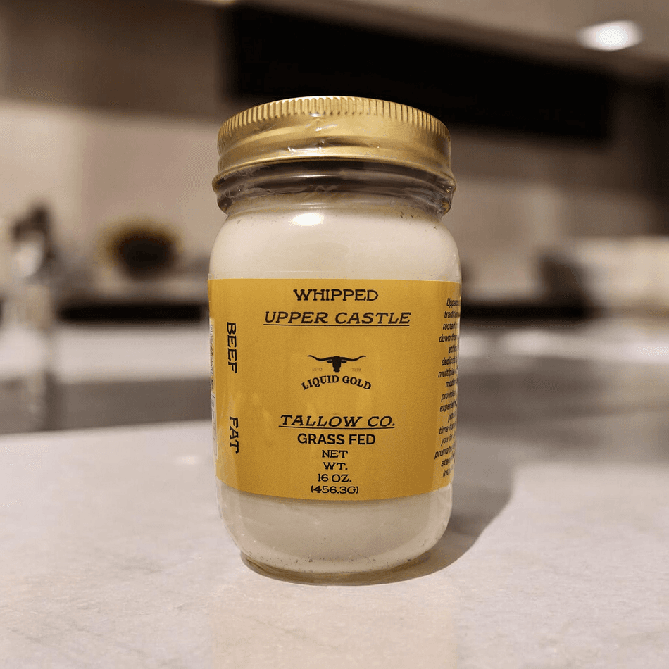 Grass-Fed Beef Tallow for Cooking, Whipped Texture, High-Heat Frying & Baking, Glass Jar, 8 oz