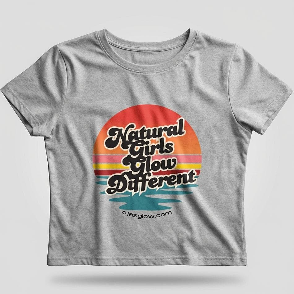 Cropped Baby Tee, Cotton-Poly Blend, "All Natural Girl" Graphic, Flattering Modern Fit, S–5XL