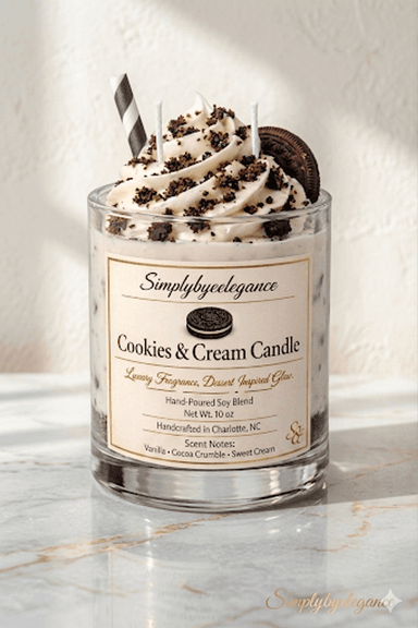 Cookies & Cream Candle • Dessert Candle • Whipped Topping Candle • Bakery Scented Candle • Ice Cream Candle • Gift for Her • Soy Blend