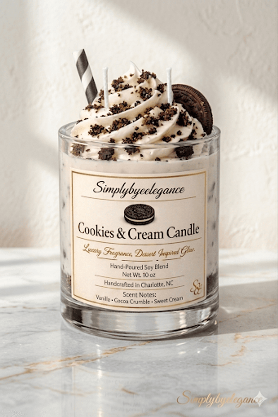 Cookies & Cream Candle • Dessert Candle • Whipped Topping Candle • Bakery Scented Candle • Ice Cream Candle • Gift for Her • Soy Blend