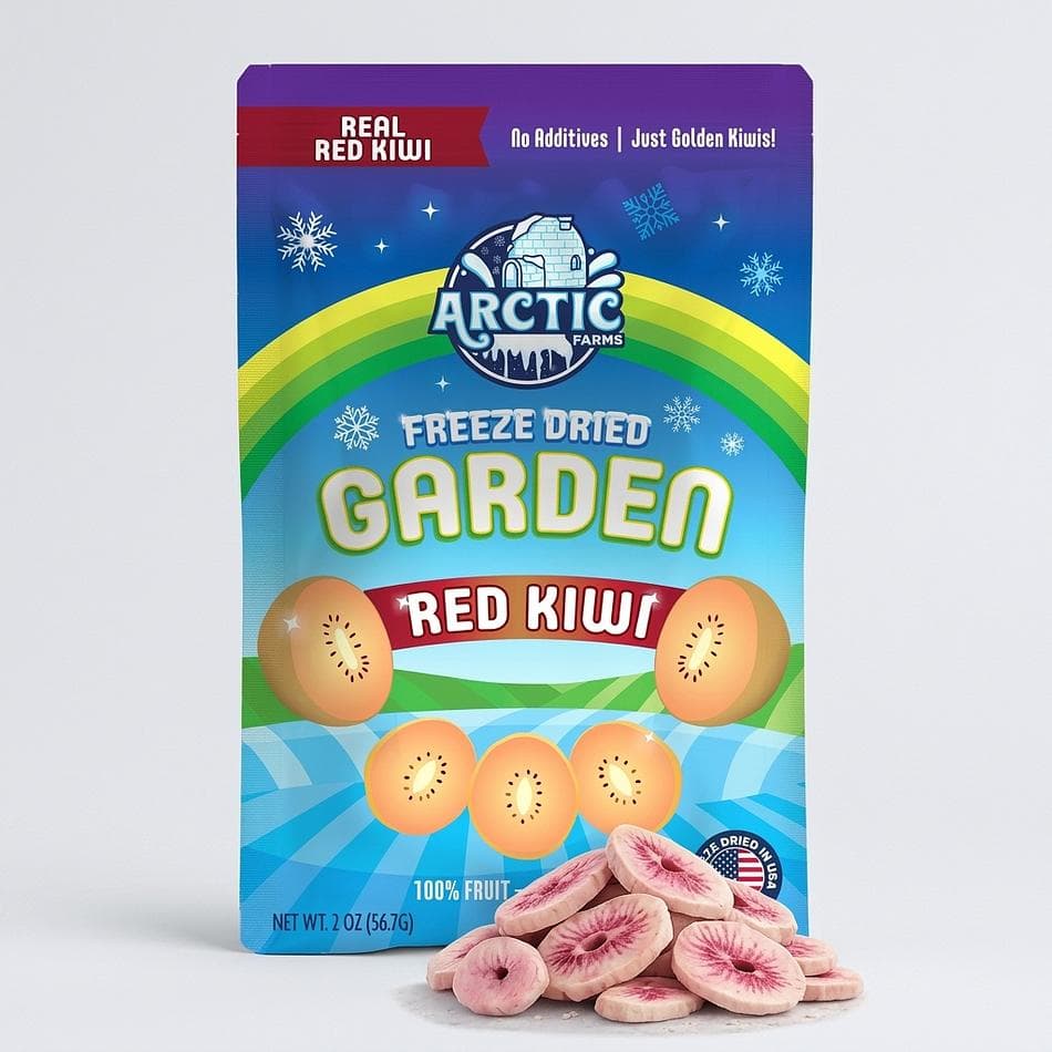 Freeze-Dried Red Kiwi Slices, 100% Fruit, Naturally Tart-Sweet Crunch, No Added Sugar, Resealable Bag (0.6oz/2oz/11oz)