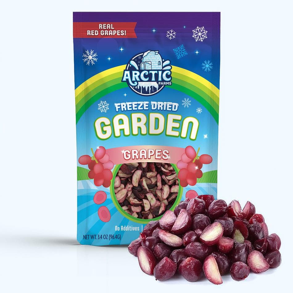 Freeze-Dried Red Grapes, 100% Additive-Free Crunchy Fruit Snack, Large Resealable Bag (3.2 oz)