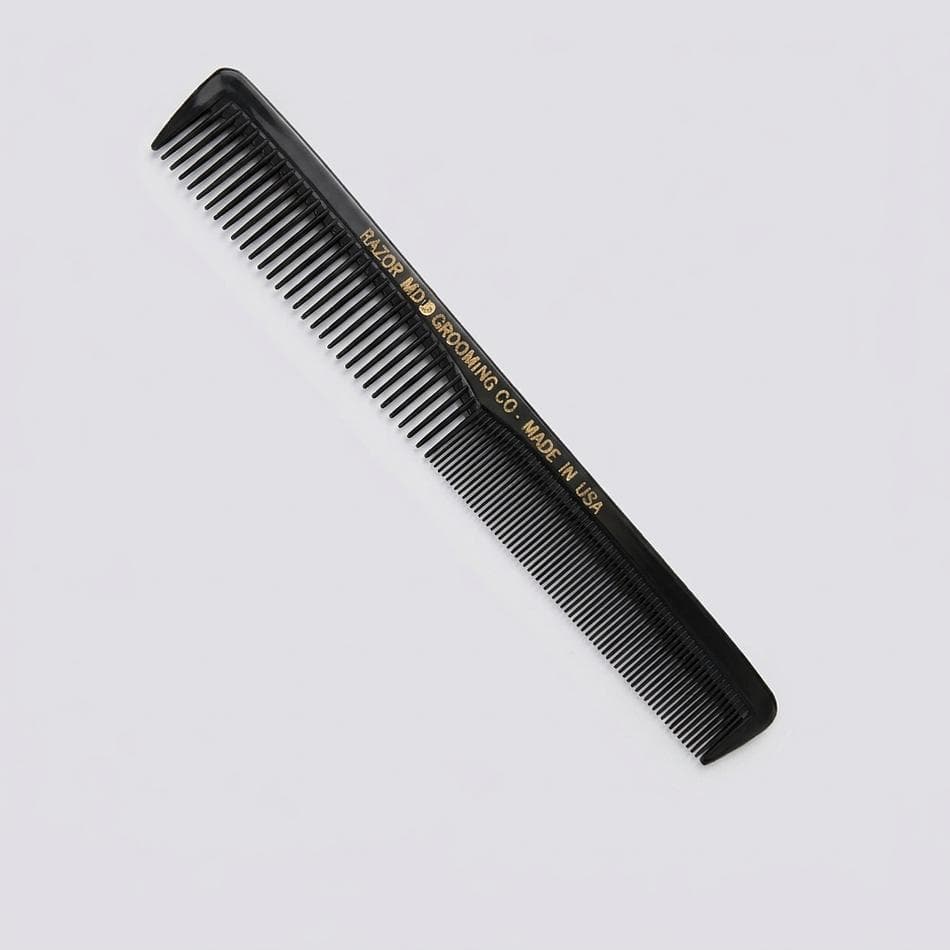 Barber Hair Comb, Nitrile Rubber, Heat & Chemical Resistant, Smooth No-Snag Teeth, 7 Inch Black Comb