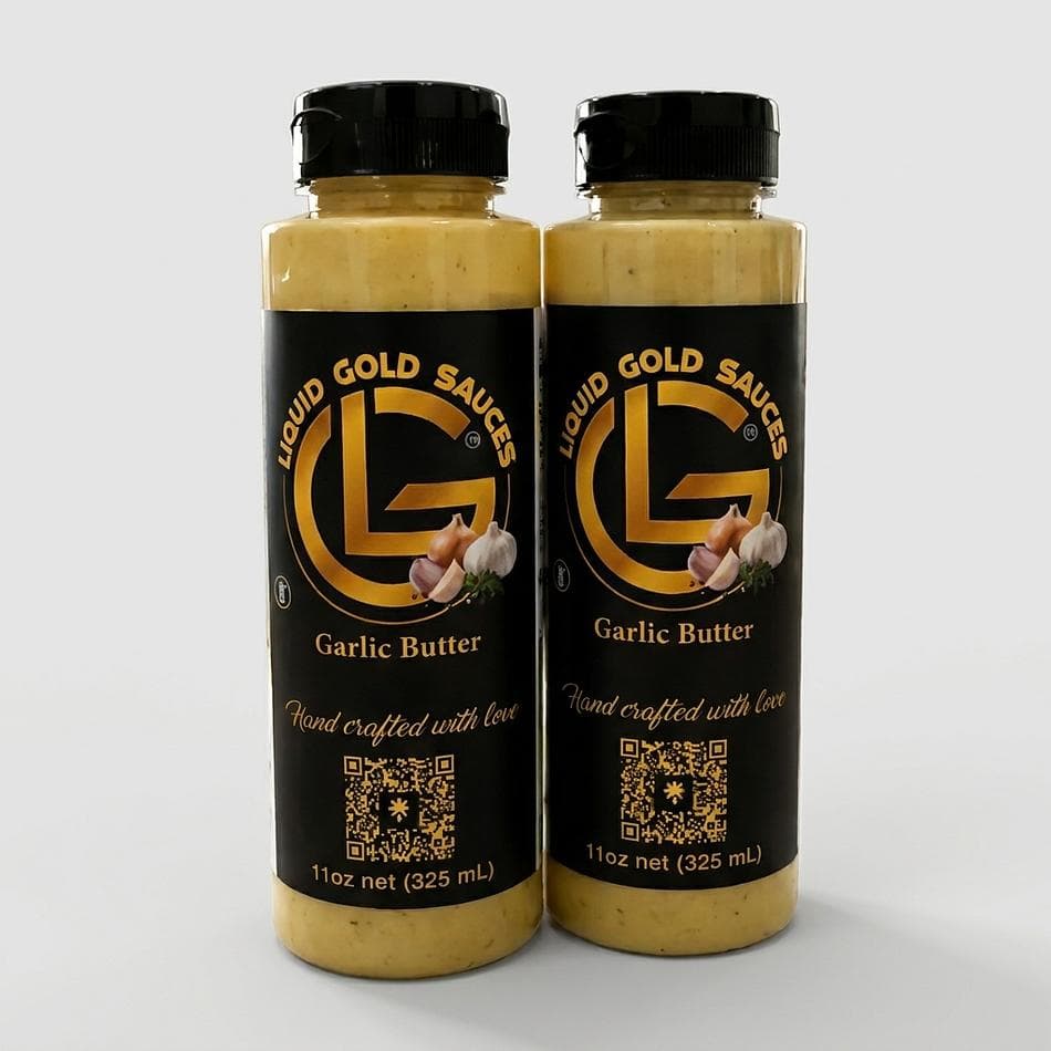 Garlic Butter Sauce, Gluten-Free, Rich Buttery Garlic Flavor, 2 Bottles, 22 oz Total (650 mL)