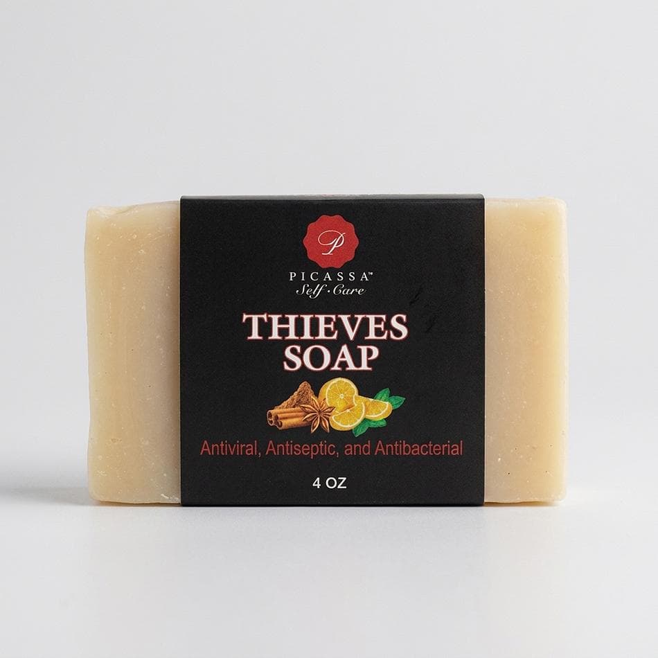 Thieves Essential Oil Bar Soap, Clove Lemon Cinnamon Rosemary Eucalyptus, Gentle Winter Cleanse, Handmade Natural Soap Bar