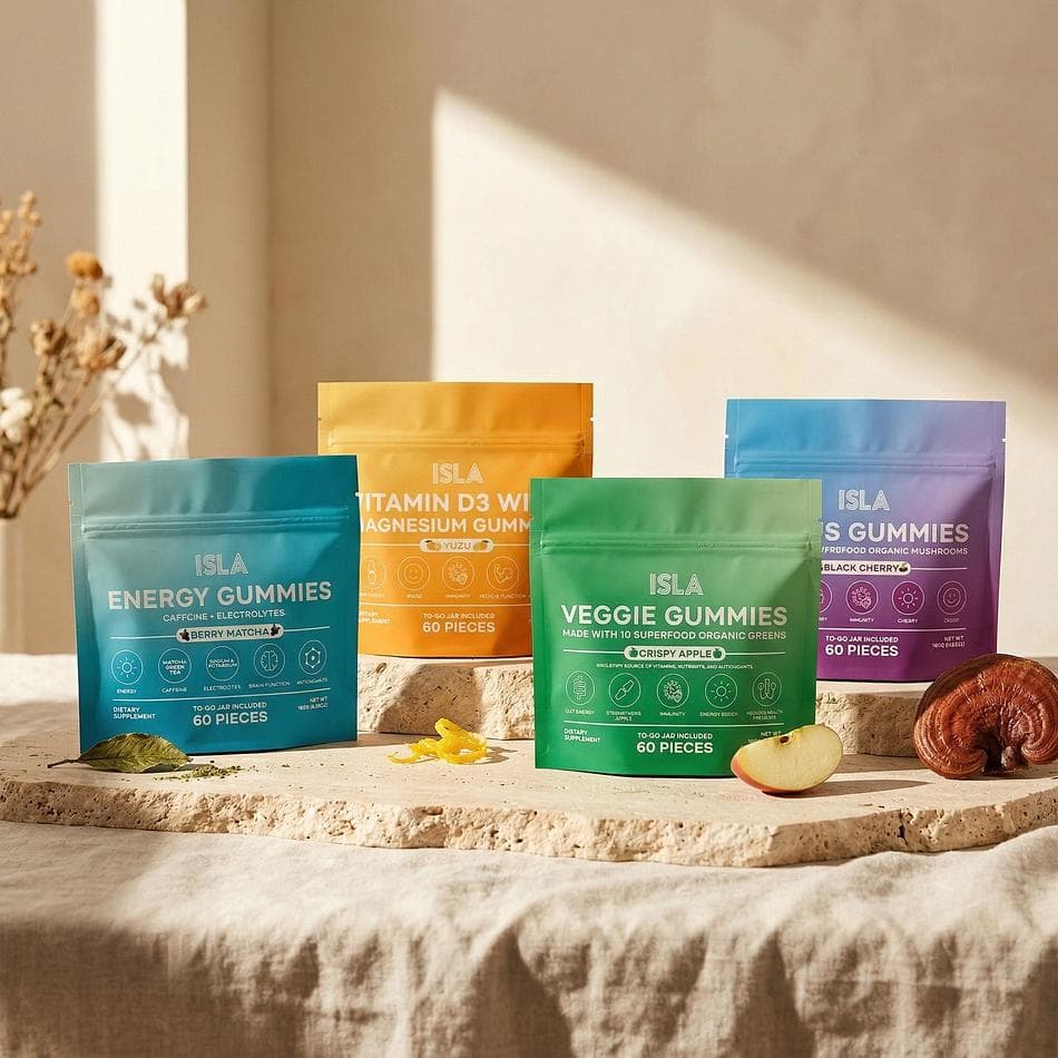 Wellness Gummies Bundle, Matcha Caffeine + Mushroom Blend + Superfood Greens + Vitamin D3 & Magnesium, Daily Routine, 4-Pack