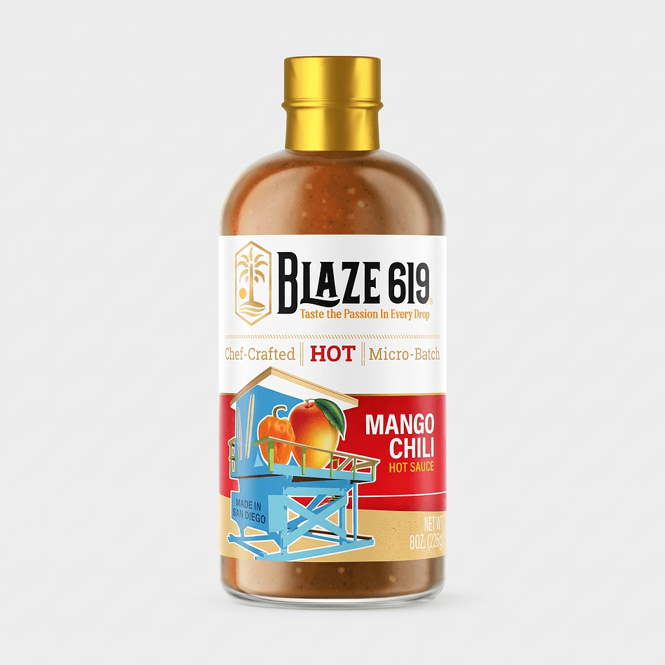 Mango Chili Hot Sauce, Habanero & Jalapeño, Fruity Smoky Heat, Vegan Gluten-Free, 8 oz Bottle