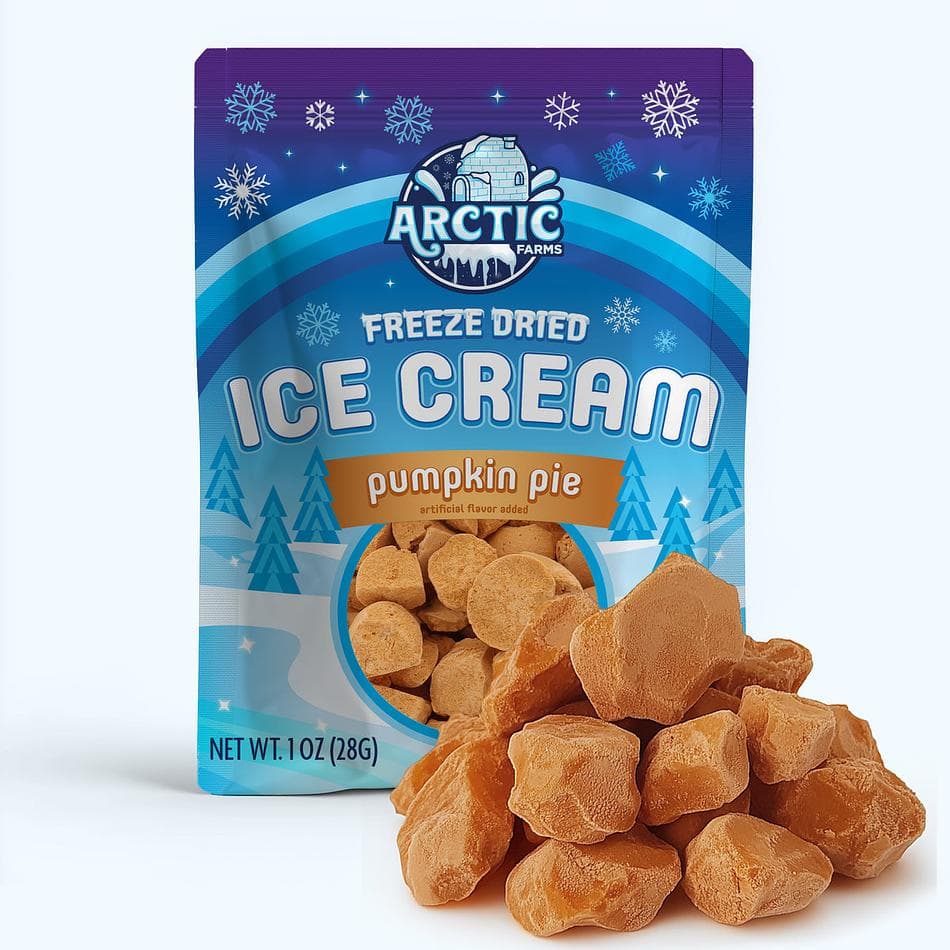 Freeze-Dried Ice Cream Bits, Pumpkin Pie, No-Melt Crunchy Snack, Shelf-Stable, Resealable Bag (1 oz)