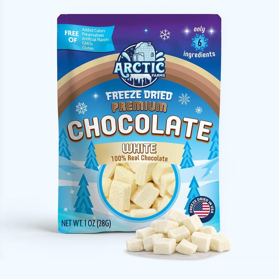 Freeze-Dried Belgian White Chocolate Callets, Cocoa Butter & Real Milk, Crunchy Melt-Away Snack, Pack of 3 Resealable Bags (1 oz each)