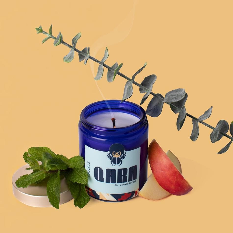 DEW by Quadriche, 8 oz  Coconut Soy Wax Jar Candle (Cobalt Glass)