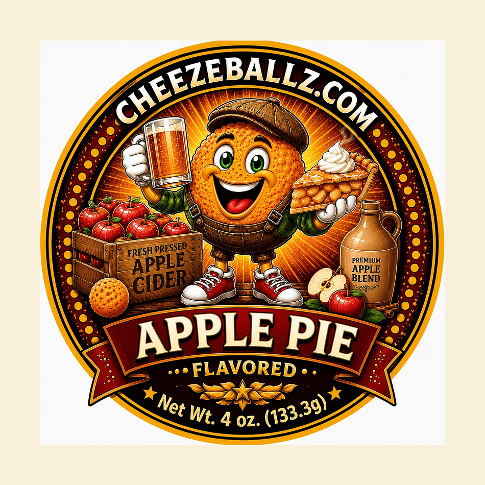Apple Pie Flavored Cheese Puffs (Cheeze Ballz), Sweet & Salty Corn Puffs, Gluten-Free, Resealable 4 oz Pouch