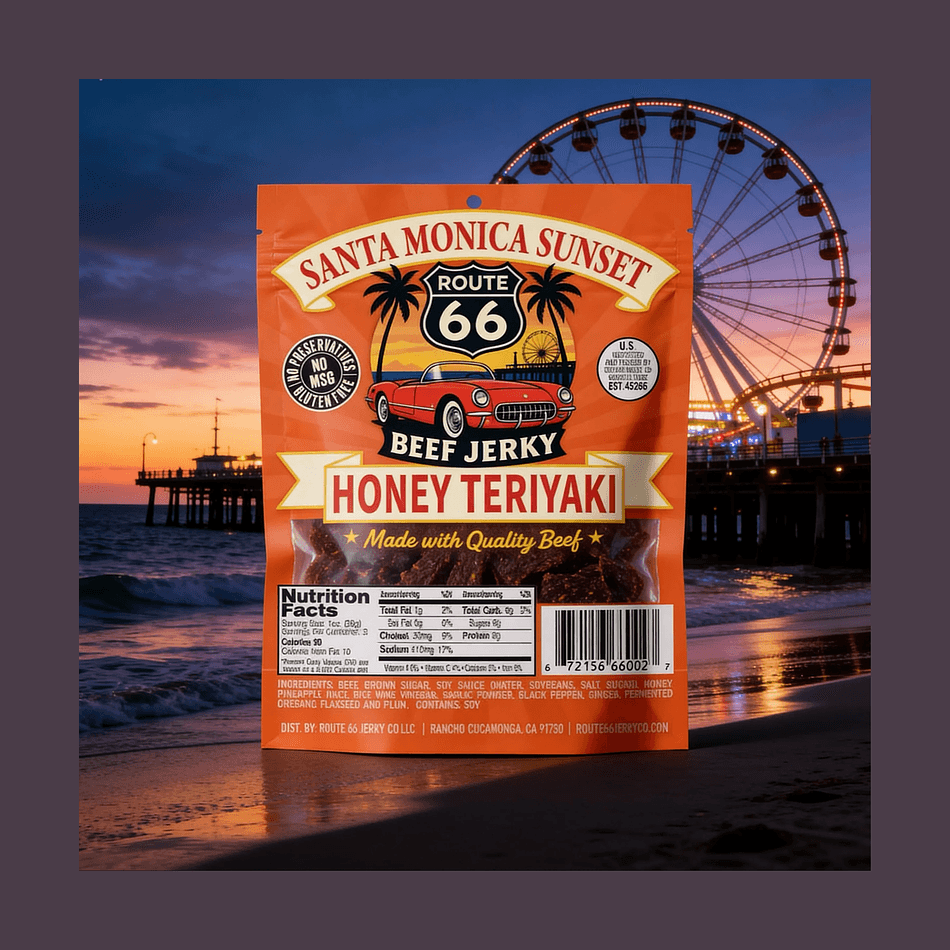 Beef Jerky, Honey & Teriyaki, Sweet-Savory Snack, Soy Sauce & Ginger Marinade, 1 Bag