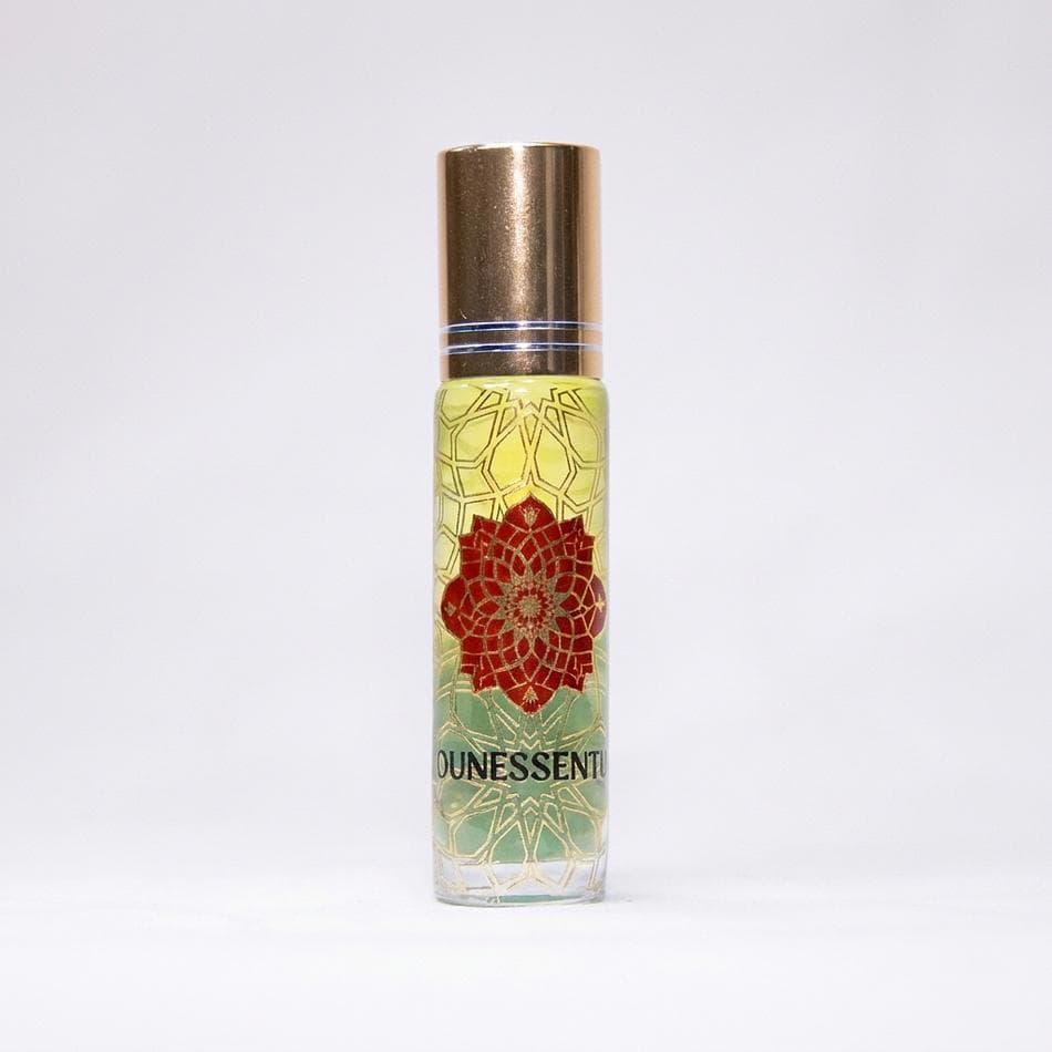 Crystal-Infused Perfume Oil Roll-On, Sage & Jojoba, Herbal Clean Scent, Aquamarine Chips, 10 mL
