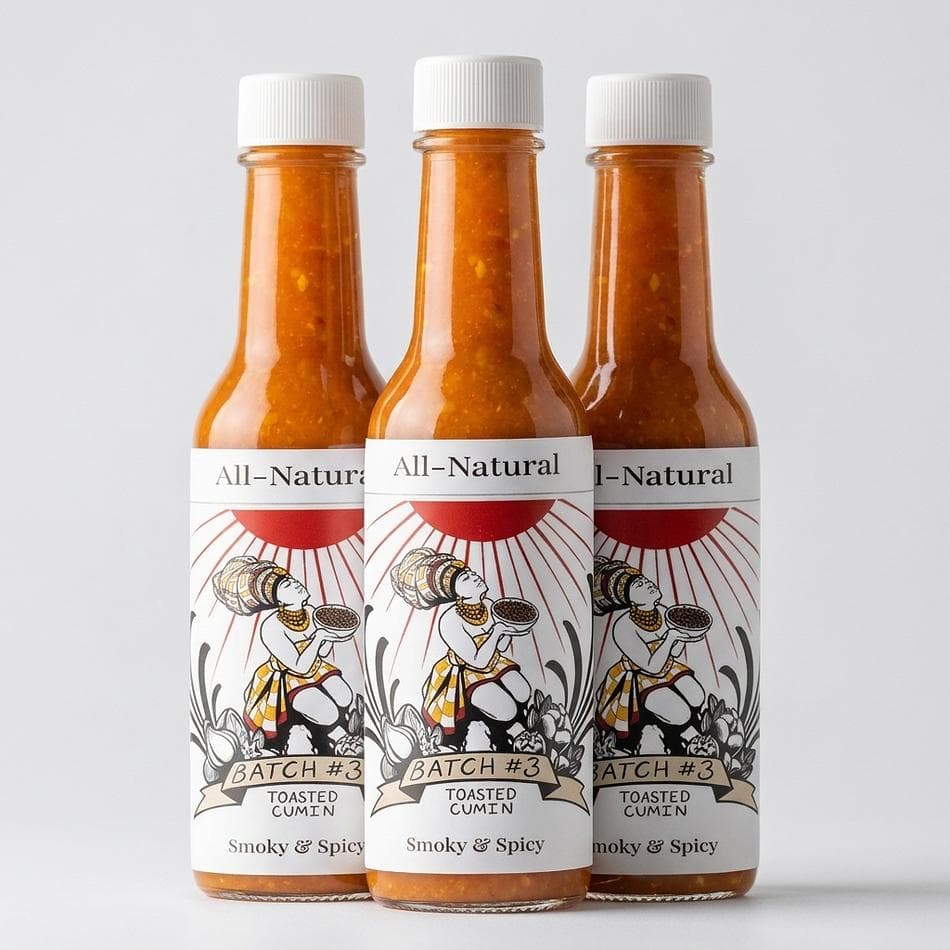 Toasted Cumin Habanero Hot Sauce, Garlic & Sweet Peppers, Smoky Taco-Style Heat, 3-Pack Bundle