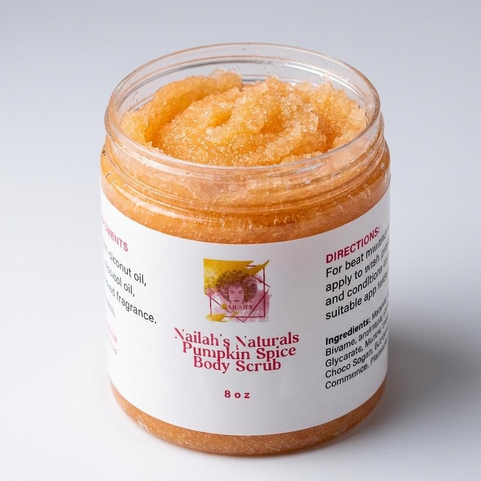 Sugar Body Scrub, Pumpkin Spice, Grapeseed & Coconut Oil, Smoothing Exfoliation, 8 oz Jar