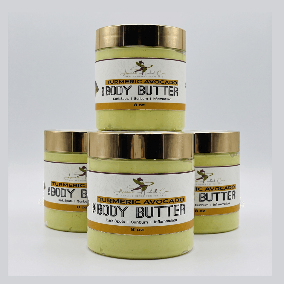 Organic Body Butter, Turmeric & Avocado, Brightening Moisture for Dark Spots, 8 oz Jar