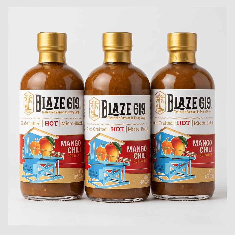 Mango Chili Hot Sauce, Habanero & Smoked Chipotle, Sweet Heat Tropical Flavor, 8 oz Bottles, 3-Pack