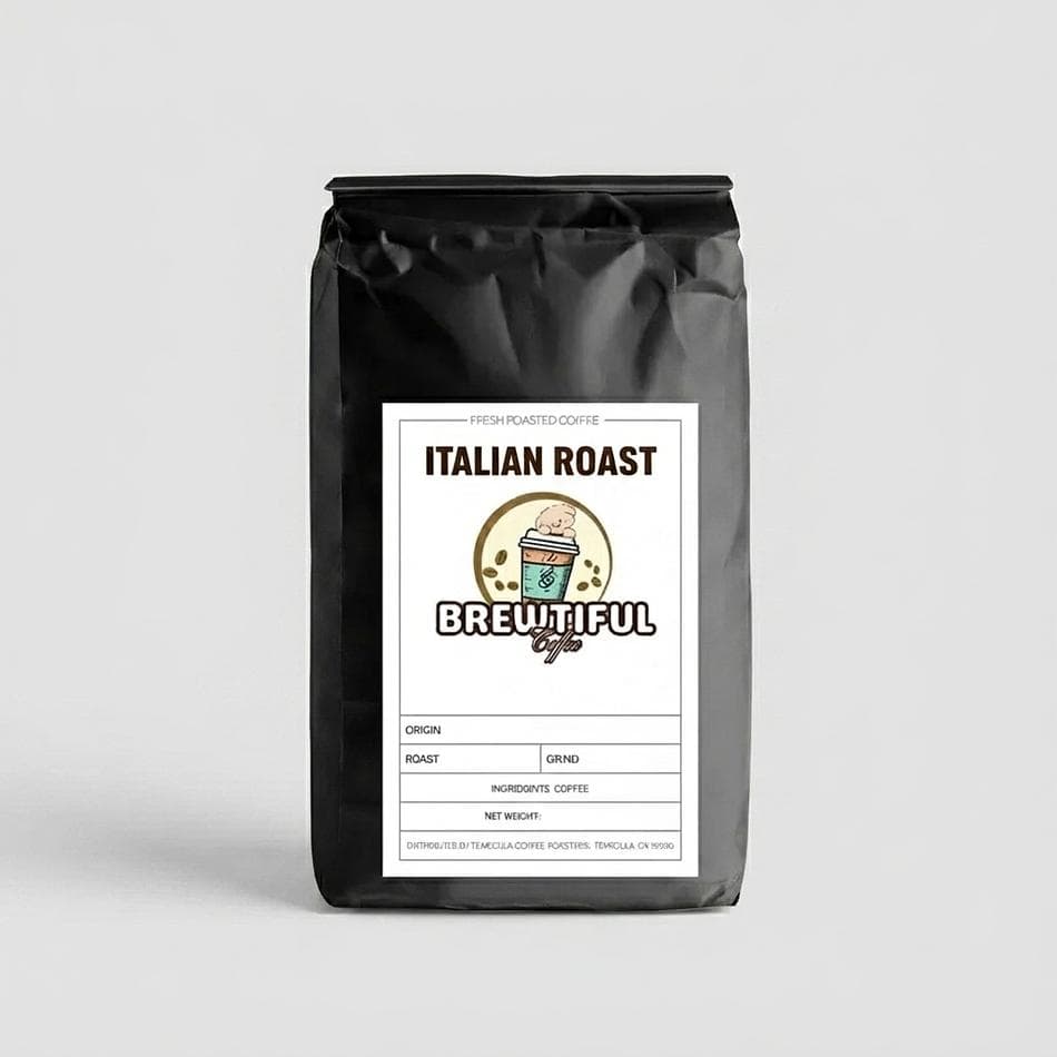 Italian Roast Coffee Beans, Central American Blend, Bold Smoky Low-Acid, Extra Dark Oily Roast, 12 oz Bag