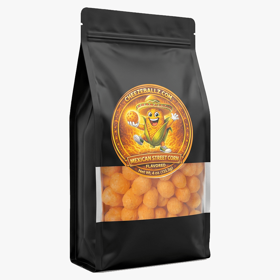 Cheese Ball Puffs, Mexican Street Corn Flavor, Gluten-Free Corn Puffs, Resealable Pouch, 4 oz