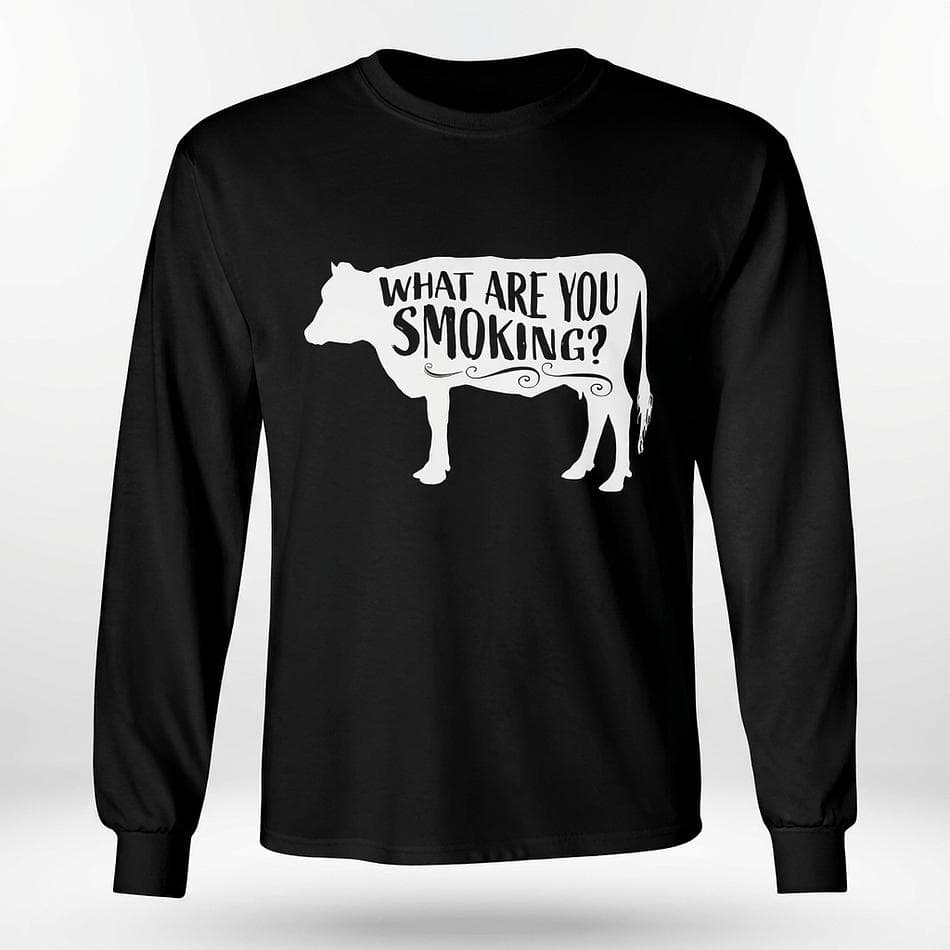 BBQ Long Sleeve Graphic T-Shirt, Smoking Cow Design, Pitmaster BBQ Humor, Unisex Fit, Sizes XS–2XL + Youth S–L