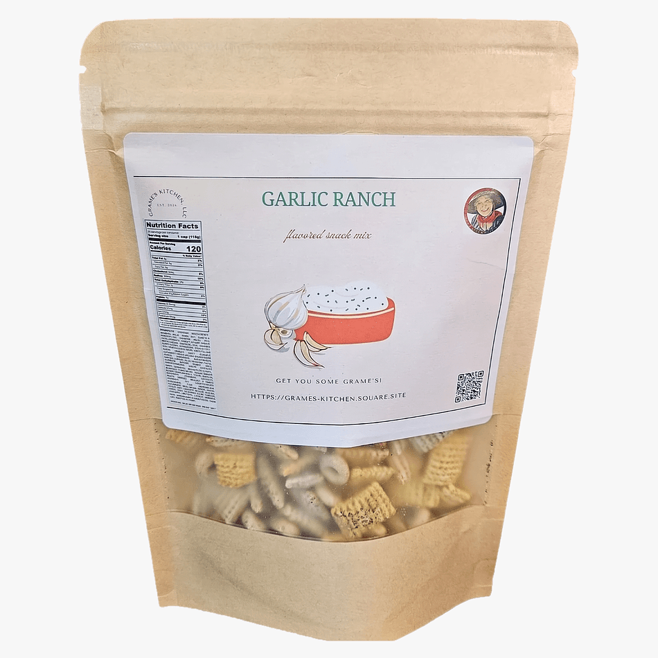 Garlic Ranch Snack Mix, Ranch Seasoning & Garlic Flavor, Crunchy Party Mix, Nut-Free Option, 2.5 oz Bag