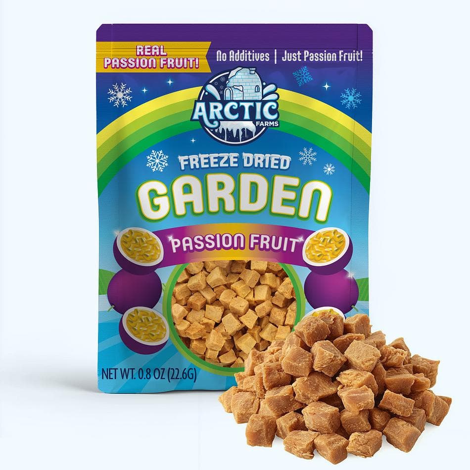 Freeze-Dried Passion Fruit, No Sugar Added, Crunchy Tropical Snack, Pack of 3 Resealable Bags (0.8 oz each)