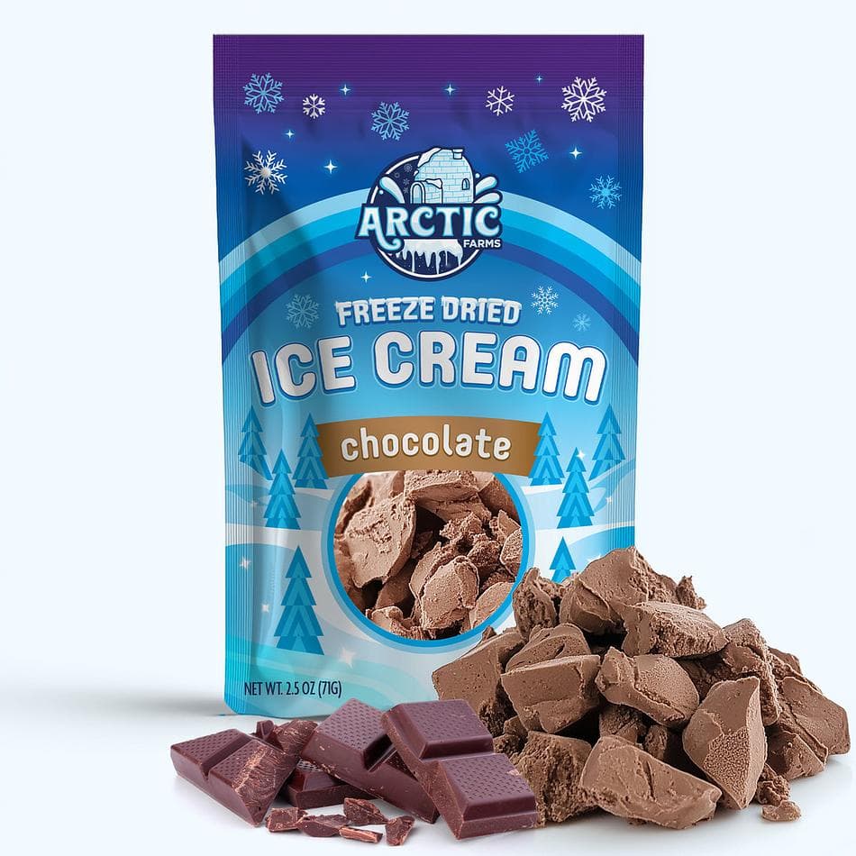 Freeze-Dried Ice Cream Bits, Chocolate, No-Melt Crunchy Snack, Shelf-Stable, Large Resealable Bag (2.5 oz)
