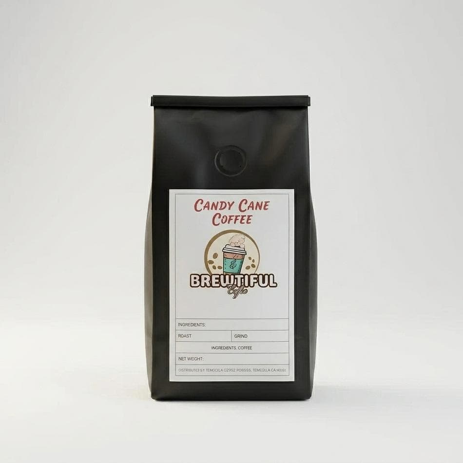 Candy Cane Flavored Coffee, Peppermint, Holiday Blend, 12 oz Bag (Whole Bean or Ground)