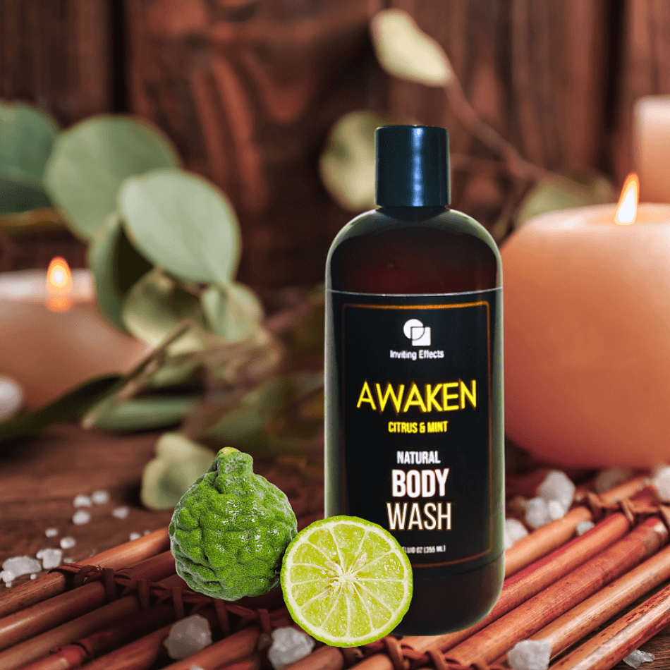 Natural Body Wash, Coconut Olive Hemp & Jojoba Oils + Raw Honey, Citrus Mint Energizing, AWAKEN 12 oz