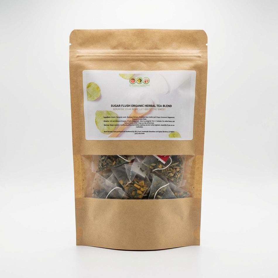 Sugar Flush Detox Organic Hand-Blended Herbal Tea Blend.