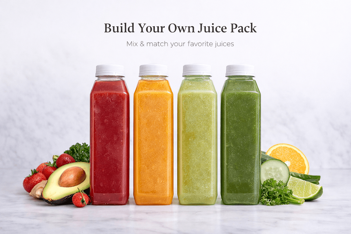 Cold-Pressed Juice Pack, Apple & Ginger + Turmeric Options, Custom Variety, 3 or 6 Bottles (Fresh Made-To-Order)