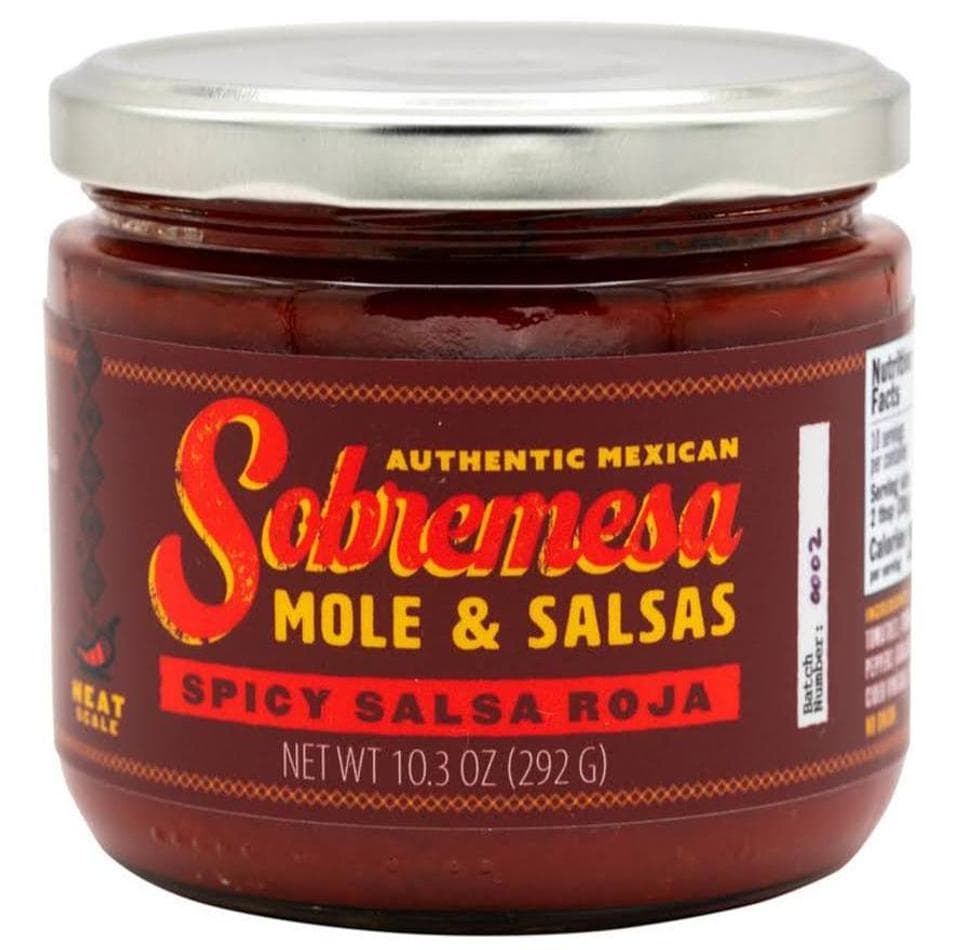 Spicy Salsa Roja, Guajillo & Chile de Arbol, Sweet Heat, Smooth Texture, Onion-free, 1 Jar