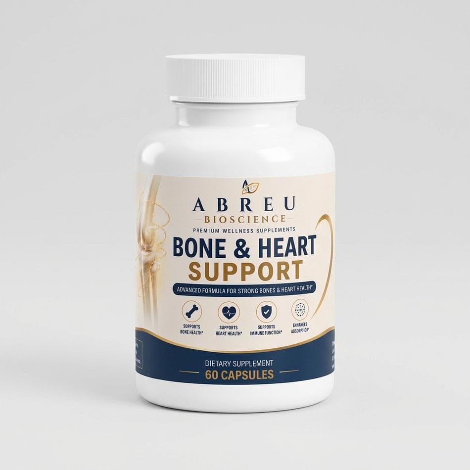 Bone & Heart Support Capsules, Calcium Carbonate + Vitamin D3 + K2 (MK-7), Bone Density & Calcium Support, 60 Caps