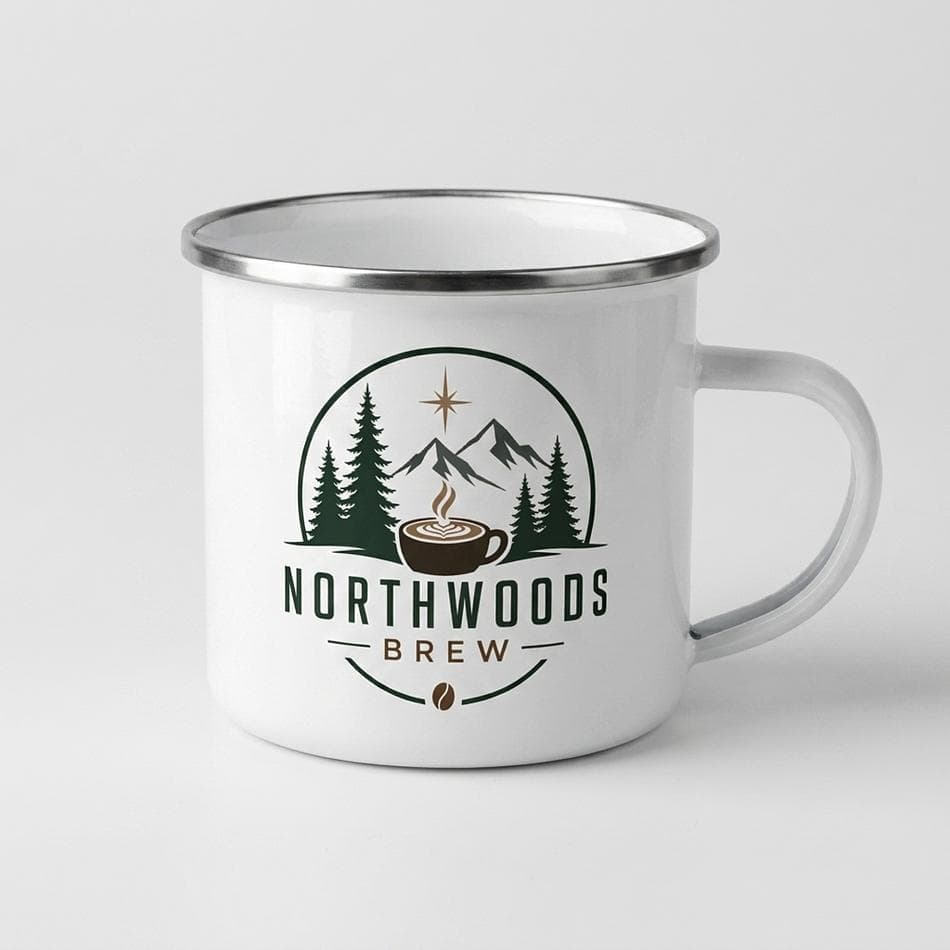 Enamel Camp Mug, Lead & BPA-Free, White w/ Silver Rim, Lightweight Hiking Cup, 3.14in x 3.25in, 1-Pack