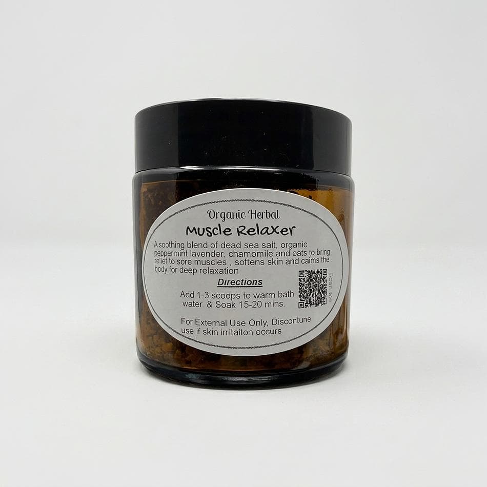 Organic Bath Soak for Sore Muscles, Plant-Based Herbal Blend, Stress Relief & Skin Softening, 1 Jar