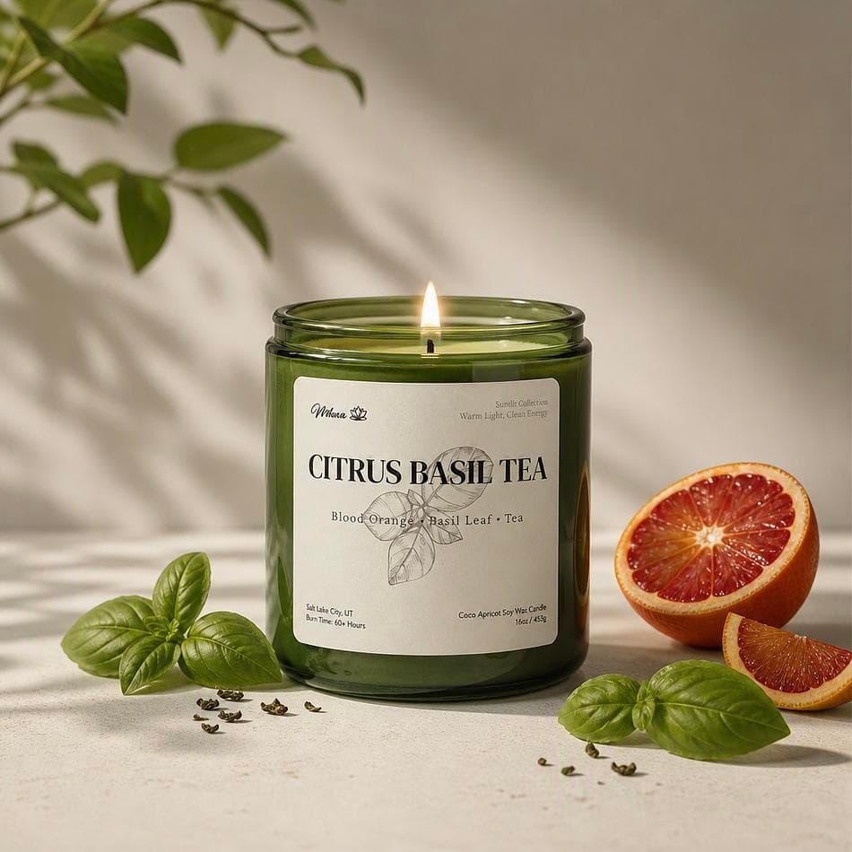 Citrus Basil Tea — Sunlit Bright + Fresh Candle (16 oz Coco Apricot Soy Wax)