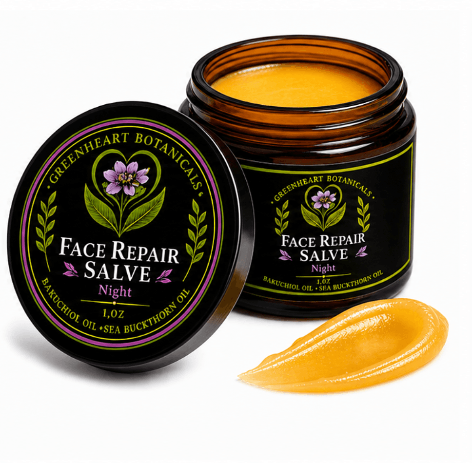 Face Repair Salve, Bakuchiol & Sea Buckthorn, Retinol-Alternative   Deep Hydration for Dry and or Mature Skin 1 oz Jar