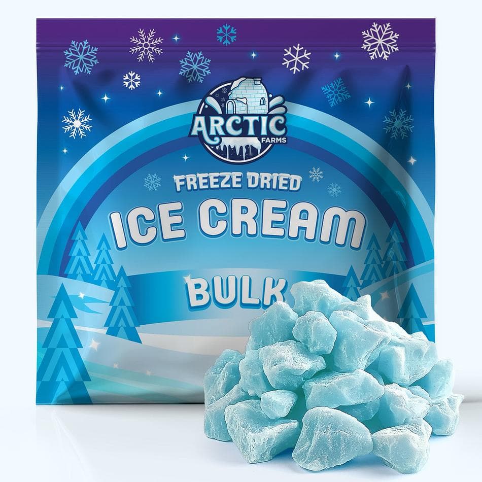 Freeze-Dried Ice Cream Bits, Cotton Candy Blue, No-Melt Crunchy Snack, Shelf-Stable, Bulk Bag (1 lb)