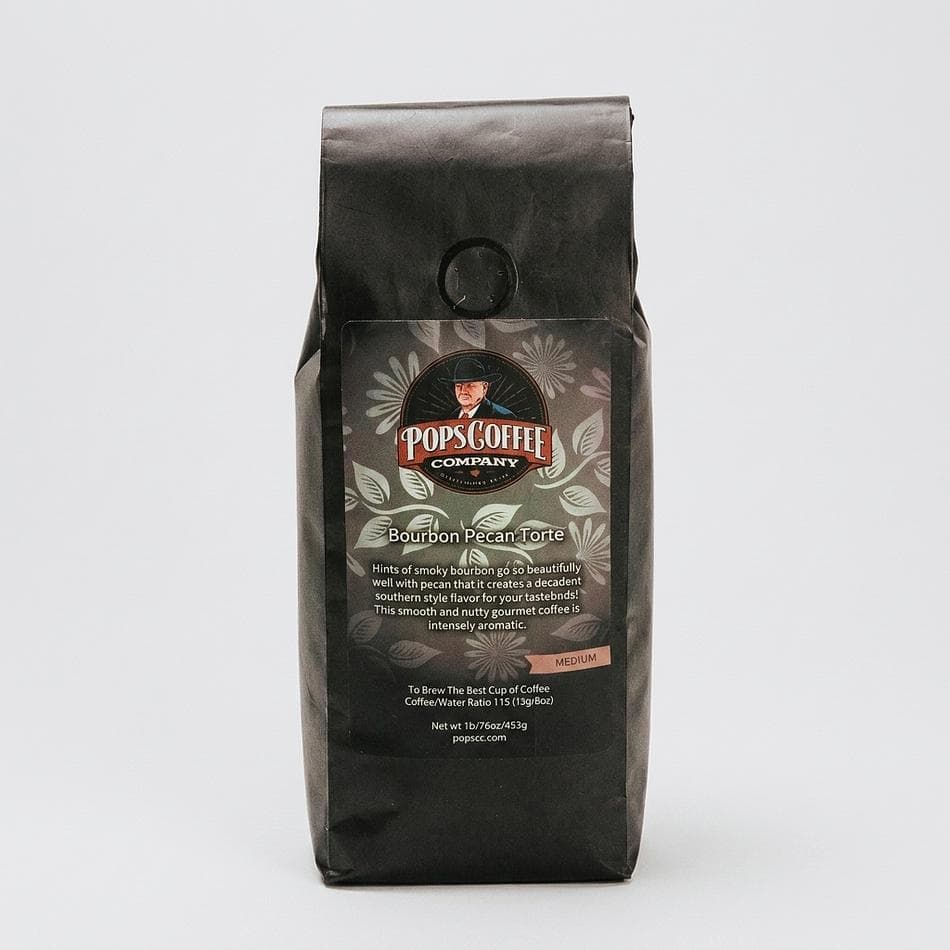 Flavored Medium Roast Coffee, Bourbon & Pecan, Dessert-Like Caramel Notes, 1 lb Bag, Whole Bean or Ground