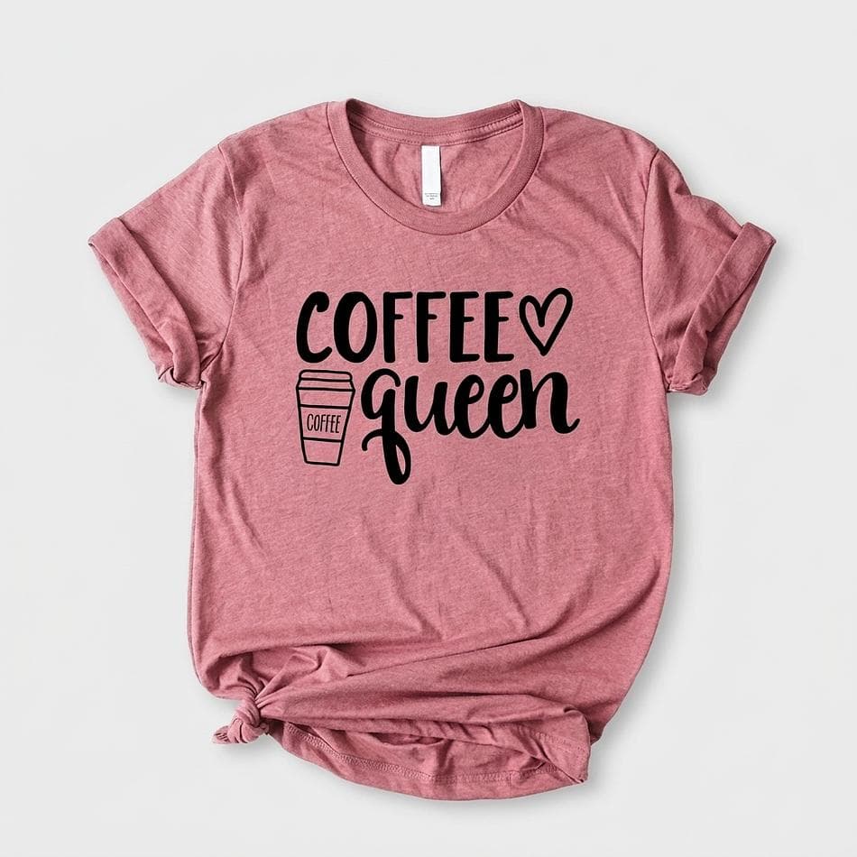 Coffee Graphic T-Shirt, “Coffee Queen” Slogan, Everyday Comfort Fit, Unisex Tee, Sizes S–3XL