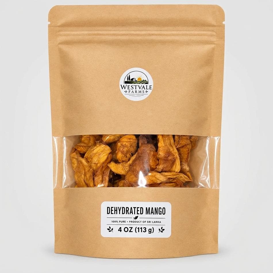 Dried Mango Slices, No Added Sugar, 1 Ingredient Fruit Snack, Sri Lanka Origin, Resealable Bag, 4 oz or 8 oz